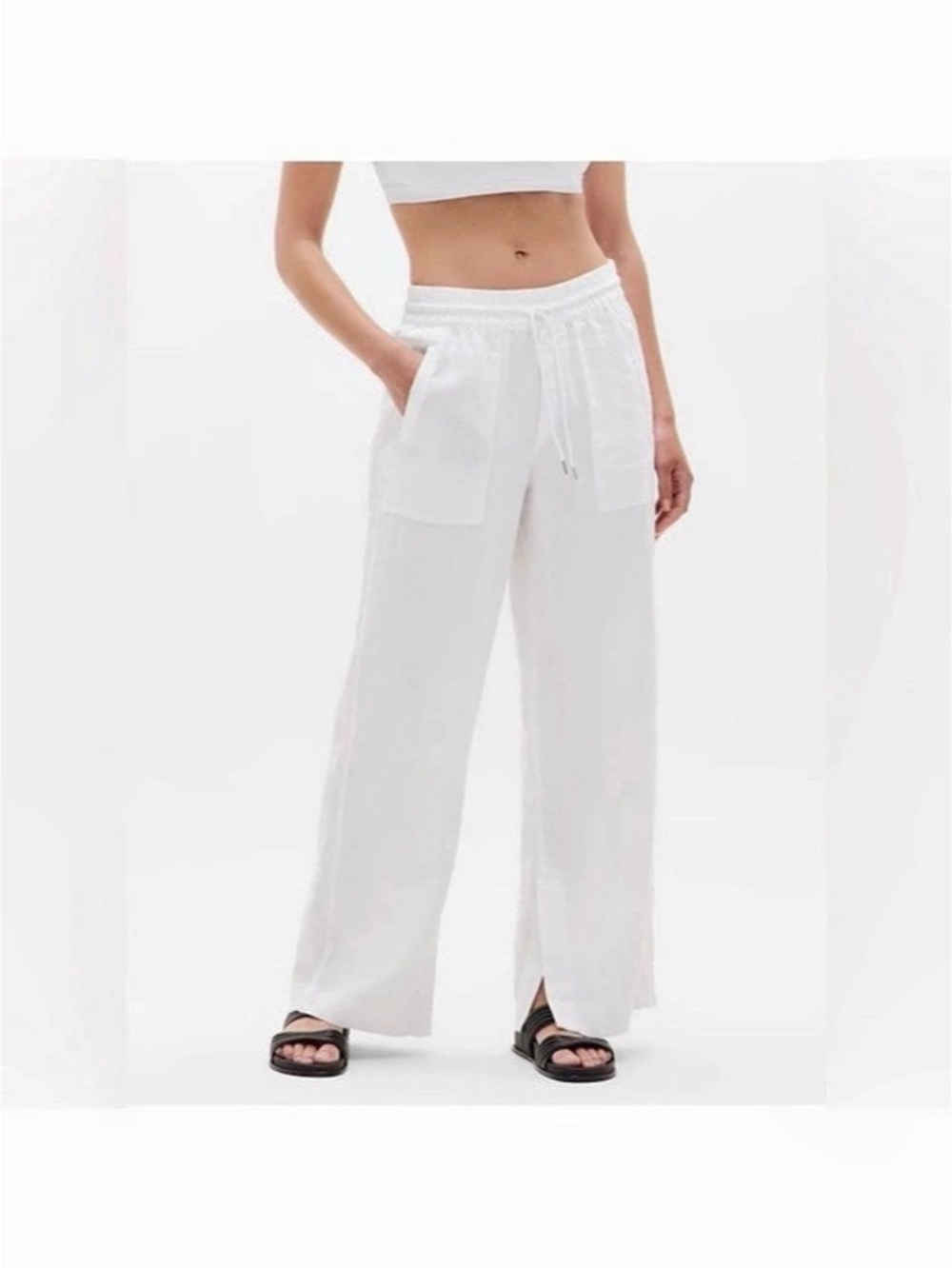 Athleta Wide Leg Pants in White Size Small NWOT